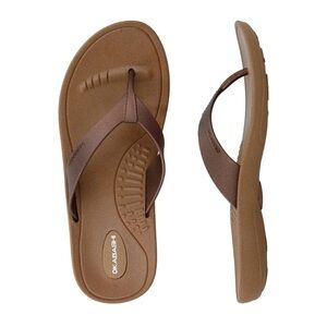 Like New Okabashi women’s breeze flip flop‎ in toffee colored size L